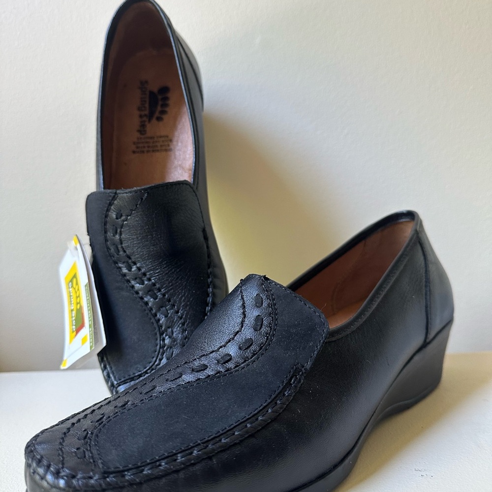 Black Leather women Loafers